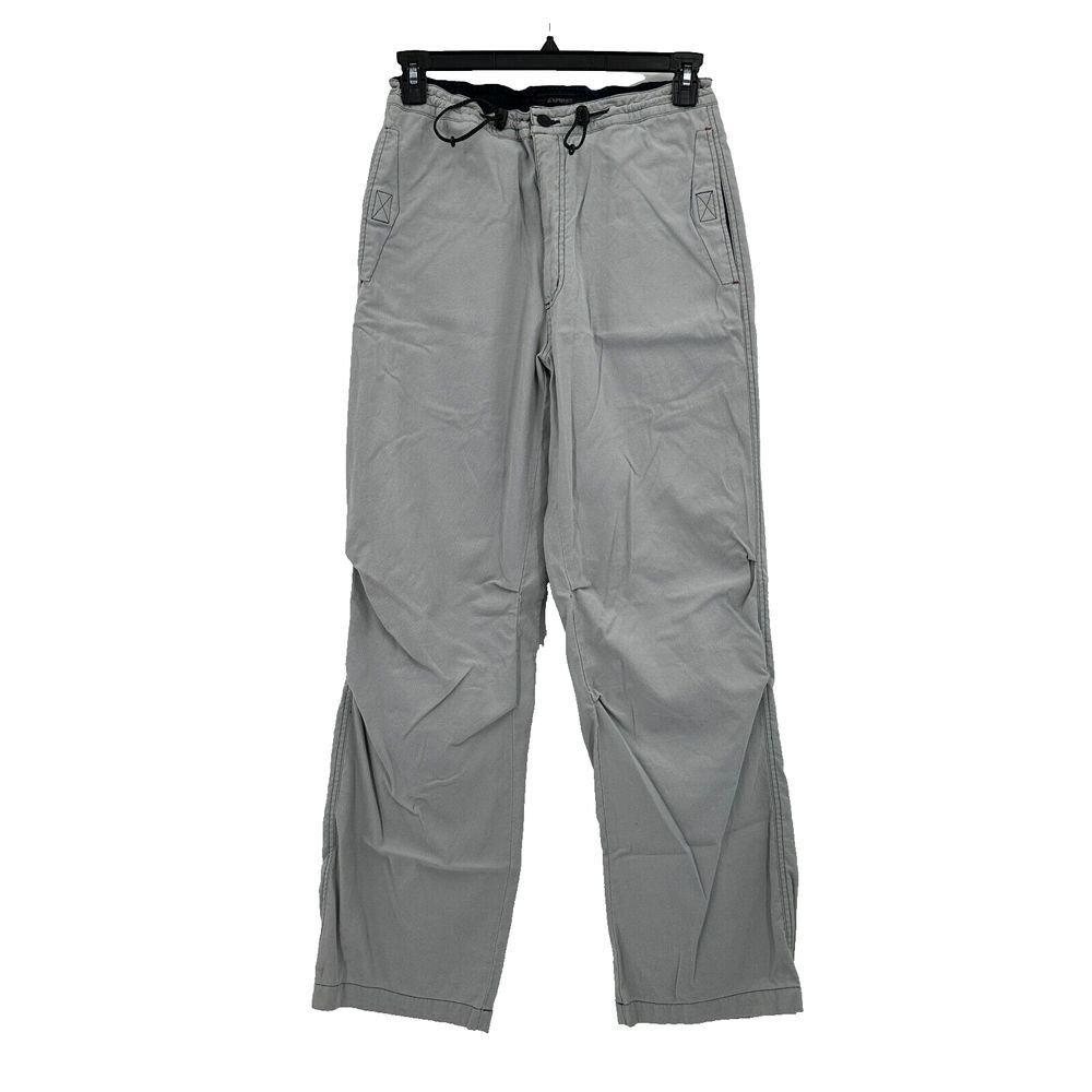 Vtg Express Karate Pants Mens S Gray Straight‎ Leg Drawstring Waist 90s Y2K NYC